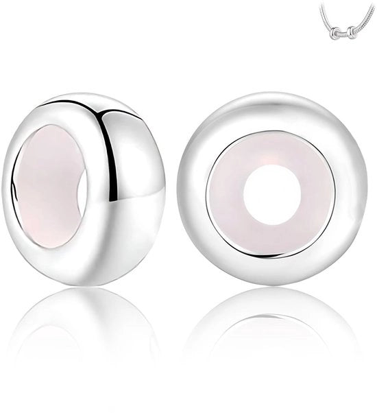 Stopper per Collana 2 pezzi - Stopper in Gomma - Acciaio Inossidabile - Compatibile con Collane con Charme - Sicuro e Duraturo - Stopper per Collana