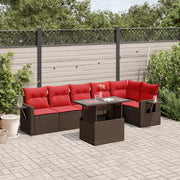 Set Divani da Giardino 7 pz con Cuscini Marrone in Polyrattan 3267924