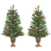 Albero di Natale Artificiale 90cm con Bacche e Pigne Verde Interni ¨C zephmum ¨C Set 2 Pezzi
