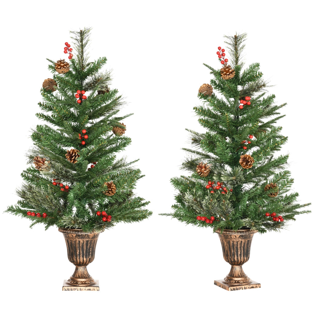 Albero di Natale Artificiale 90cm con Bacche e Pigne Verde Interni ¨C zephmum ¨C Set 2 Pezzi