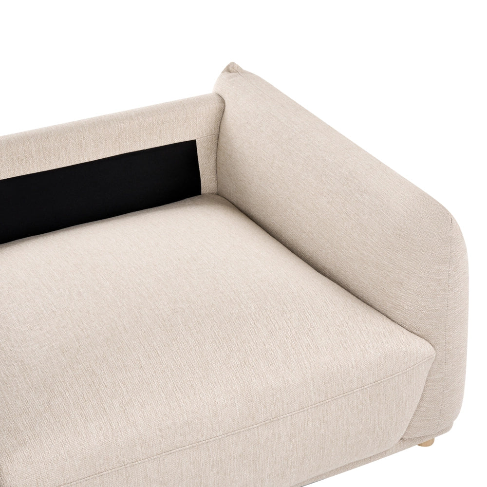 Divano a 3 posti in tessuto beige con cuscini decorativi e gambe in legno divano moderno per soggiorno