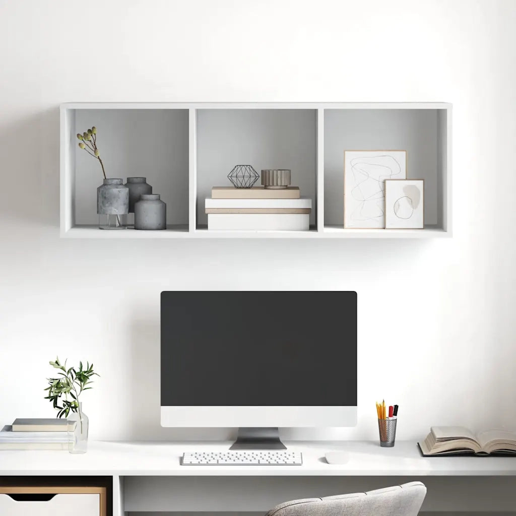 Mobile TV da Parete Bianco 37x37x107 cm in Legno Multistrato 805480