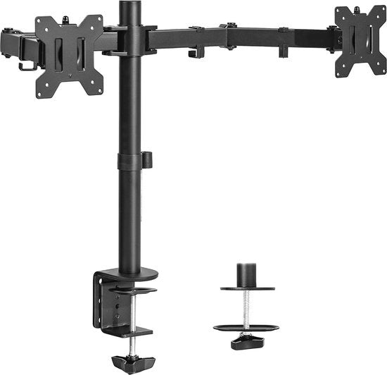 Supporto per Doppio Monitor Regolabile per 2 Schermi fino a 30 Pollici - Supporto per Scrivania Heavy Duty