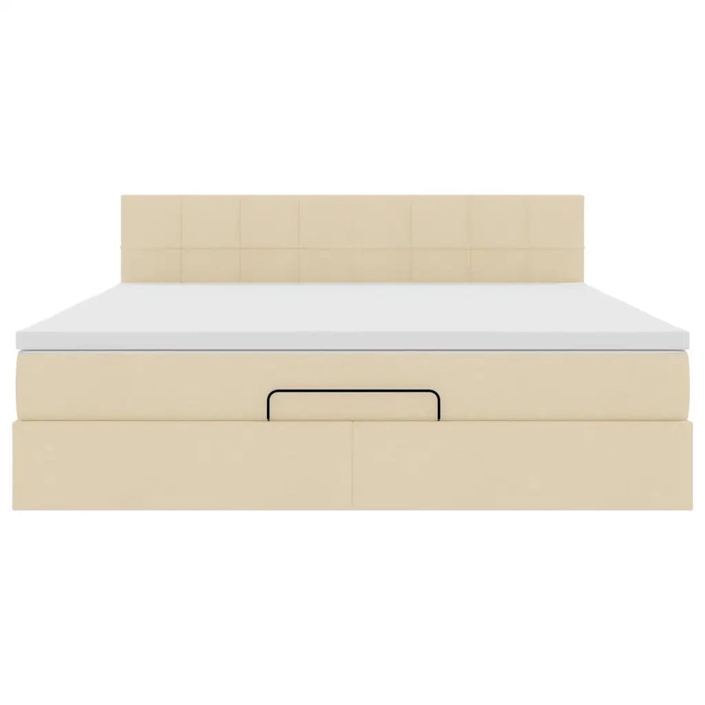 Pouf Letto con Materasso e LED Crema 180x200cm in Tessuto 3312331