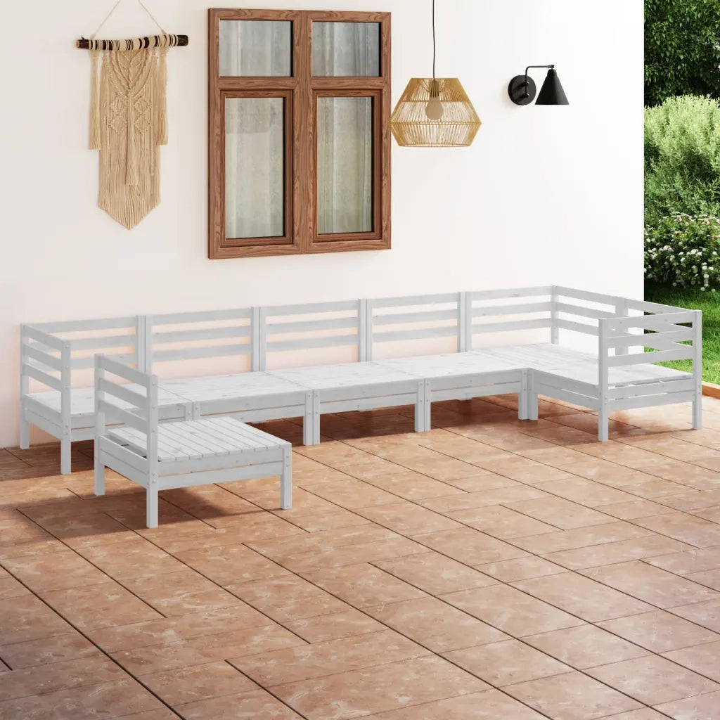 Set Divani da Giardino 7 pz in Legno Massello di Pino Bianco 3082738