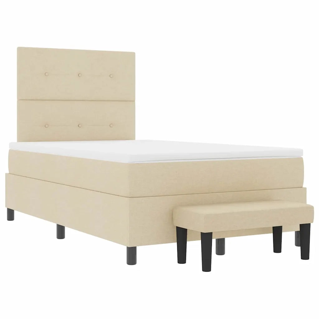 Letto a molle con materasso Crema 120 x 190 cm Tessuto