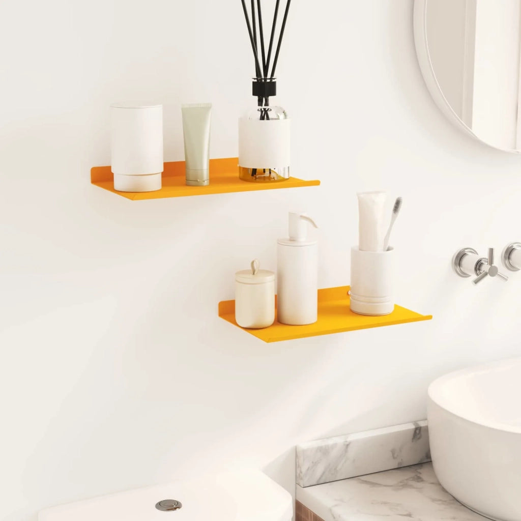 Mensola sospesa 2 pcs Giallo senape 30 x 18 x 2,5 cm Acciaio