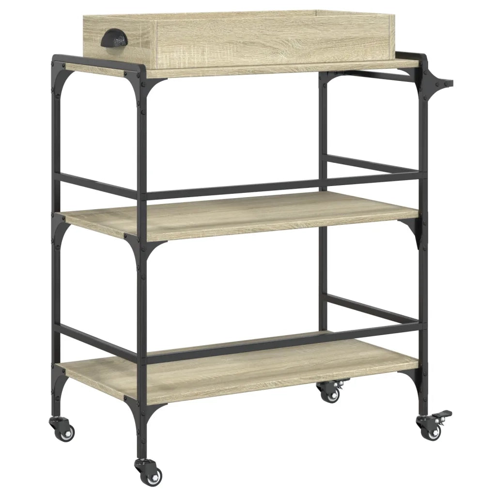 Carrello Cucina-Scaffale per Cucina Rovere Sonoma 81,5x41x92,5 cm Legno Multistrato