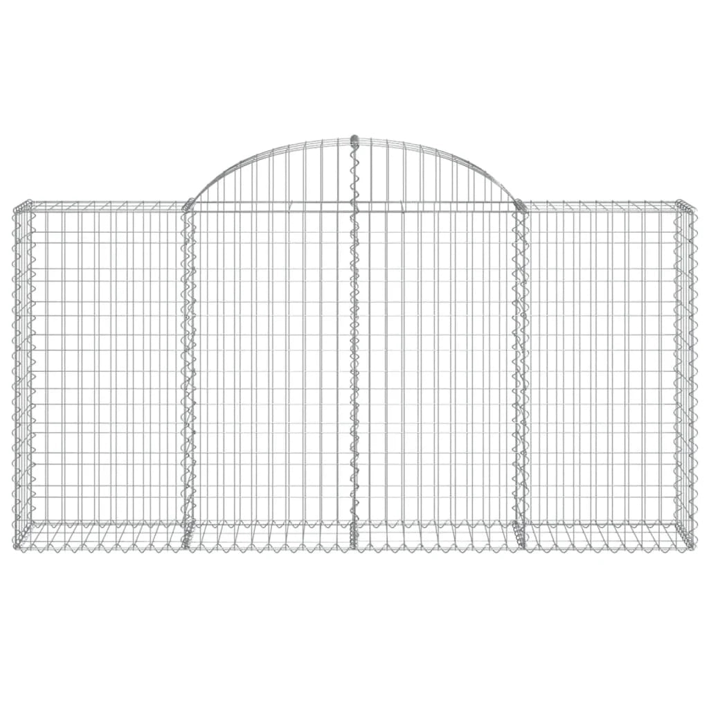 Cestini gabbioni recinzione a gabbia muro di contenimento ad arco 15 pezzi 200 x 30 x 100/120 cm ferro zincato argento 02_0040400