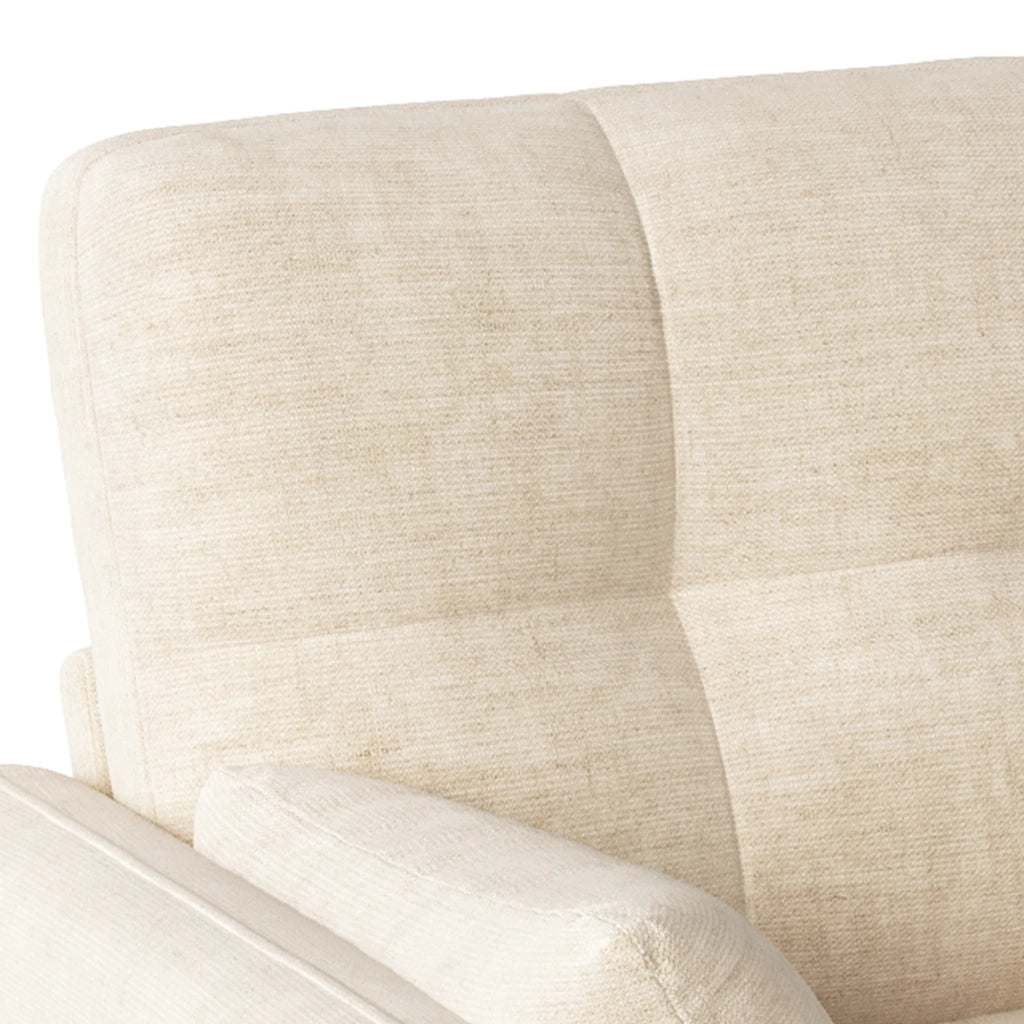Divano 2 posti con cuscini e tasca laterale in chenille beige 119 × 78 × 85 cm