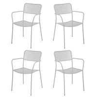 Set 4 sedie da Giardino con Braccioli 57x45/58x81,5h cm in Metallo Aura Grigio