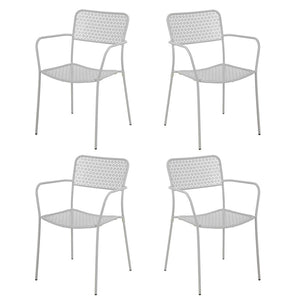 Set 4 sedie da Giardino con Braccioli 57x45/58x81,5h cm in Metallo Aura Grigio
