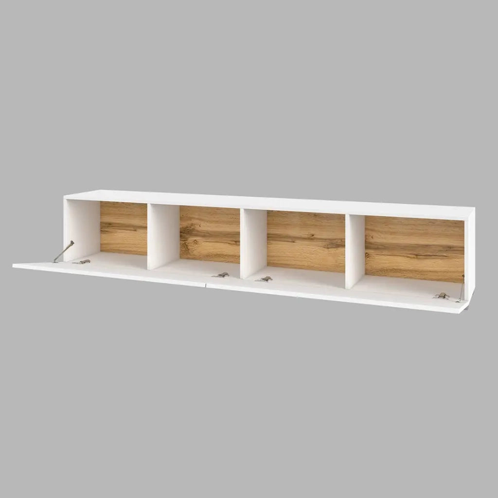 Mobile TV 180cm collezione EVA. Colore bianco e quercia.