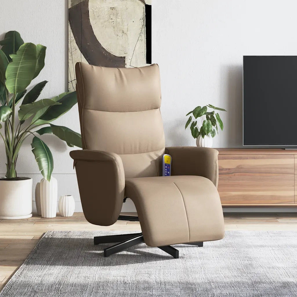 Divano Sedia-Poltrona Reclinabile Massaggi Poggiapiedi Cappuccino Similpelle 146478