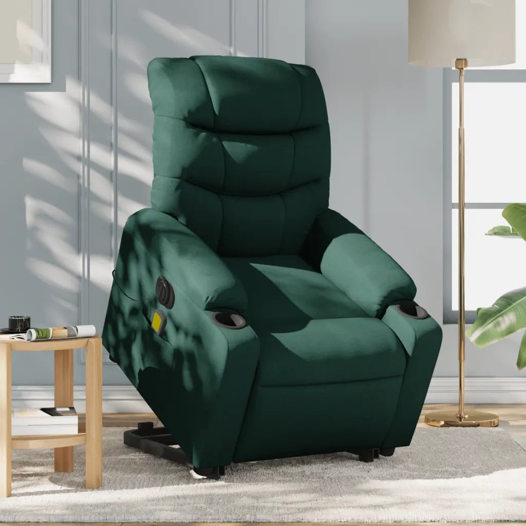 Poltrona Alzapersona Massaggiante Elettrica Verde Scuro Tessutocod mxl 85118