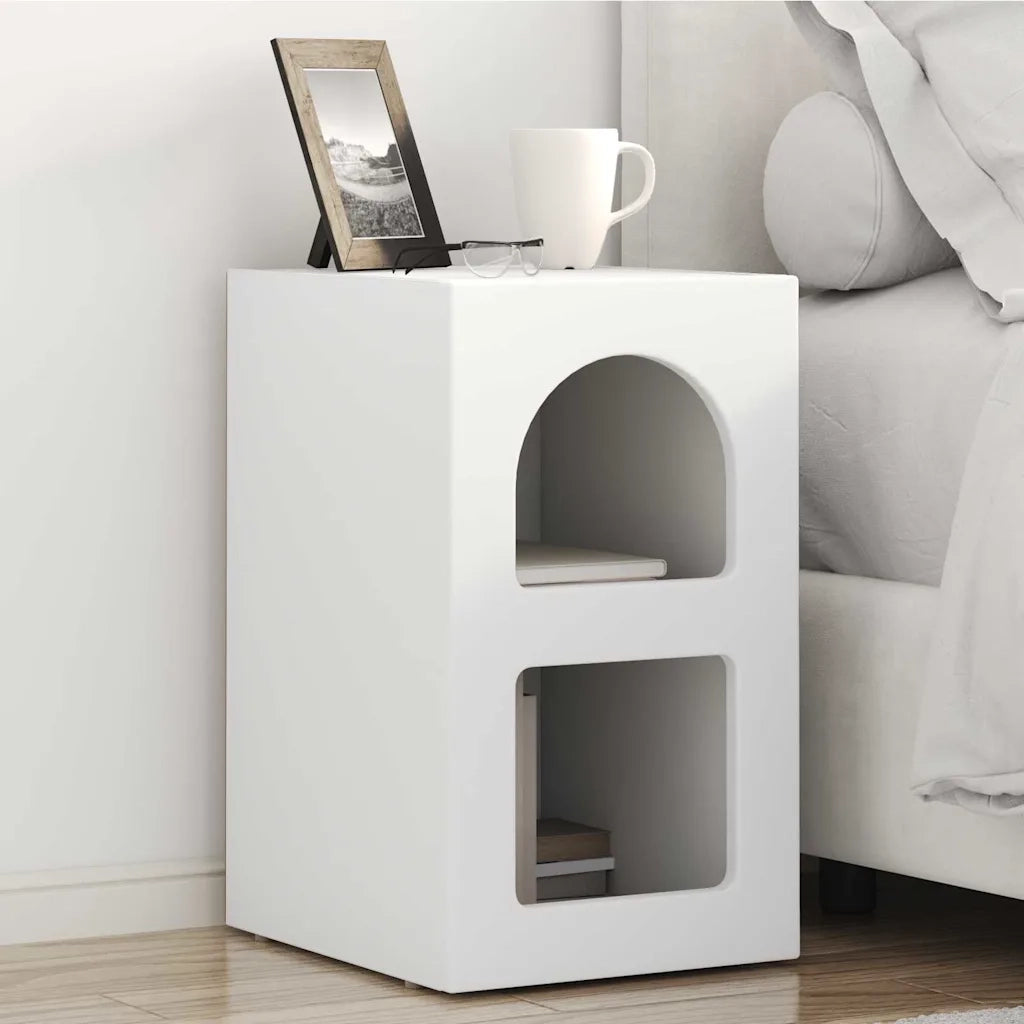 Comodino 2 pz-Set di 2 Tavolino da notte Bianco 29.5 x 35 x 50 cm Legno multistrato