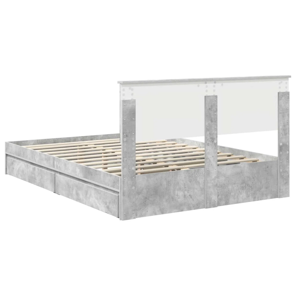 Letto con Contenitore con testiera Grigio cemento 135 x 190 cm 3410808