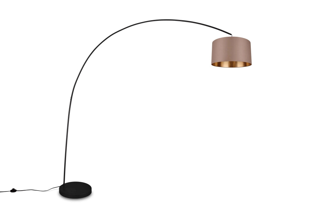 Lampada da terra ad arco Mansur tortora e oro