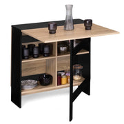 IDMarket - EDI Consolle pieghevole per 2-6 persone con contenitore in legno nero e piano in faggio 150 x 80 cm