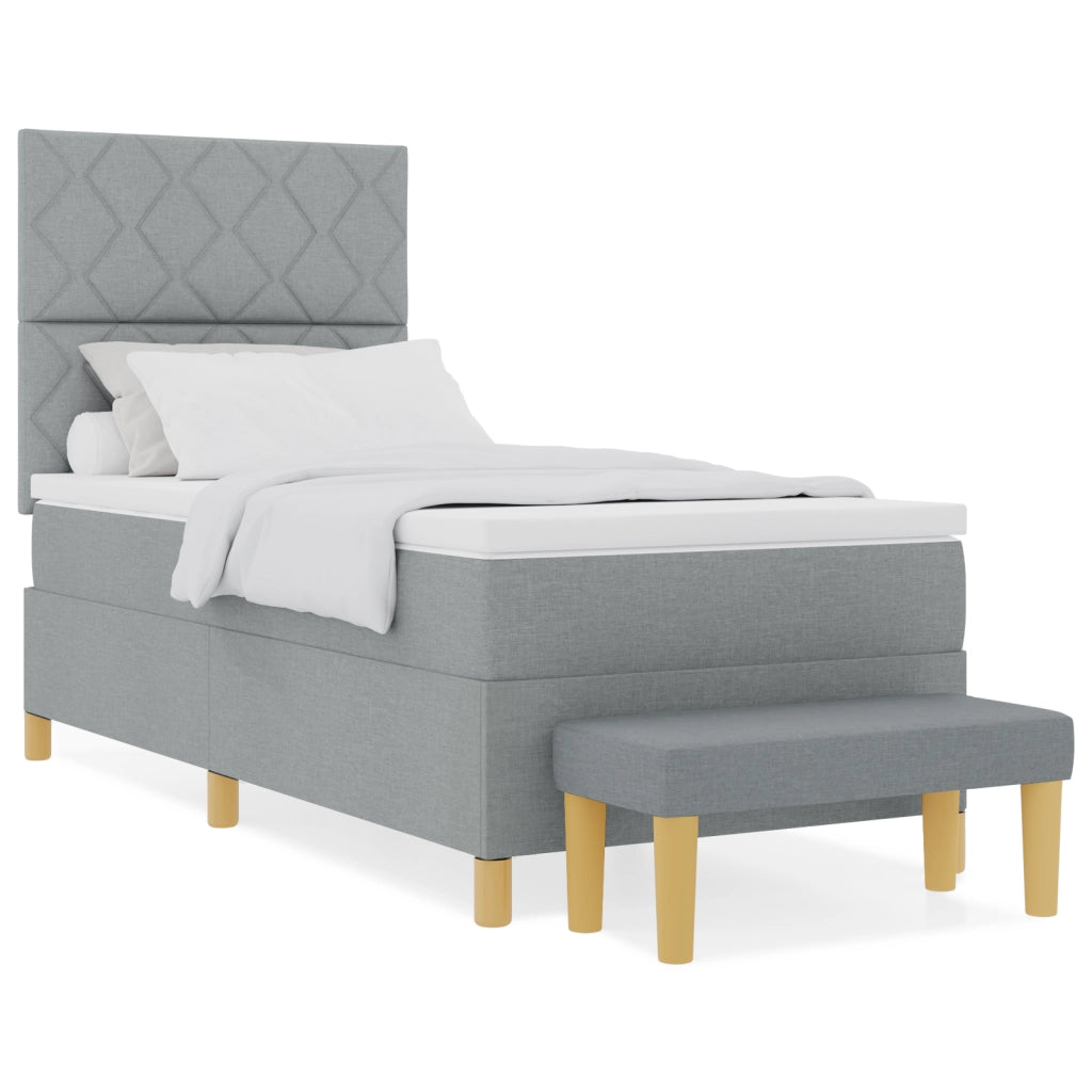 Letto con Box Spring e Materasso Grigio Chiaro 100x200 cm Tessuto