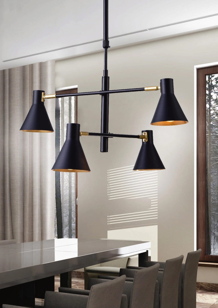 Lampadario Candellux Less 34-72689 nero oro in 4xE14