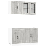 Set Armadio pensile | Mobili da Cucina 4 pz Kalmar Grigio Sonoma in Truciolato