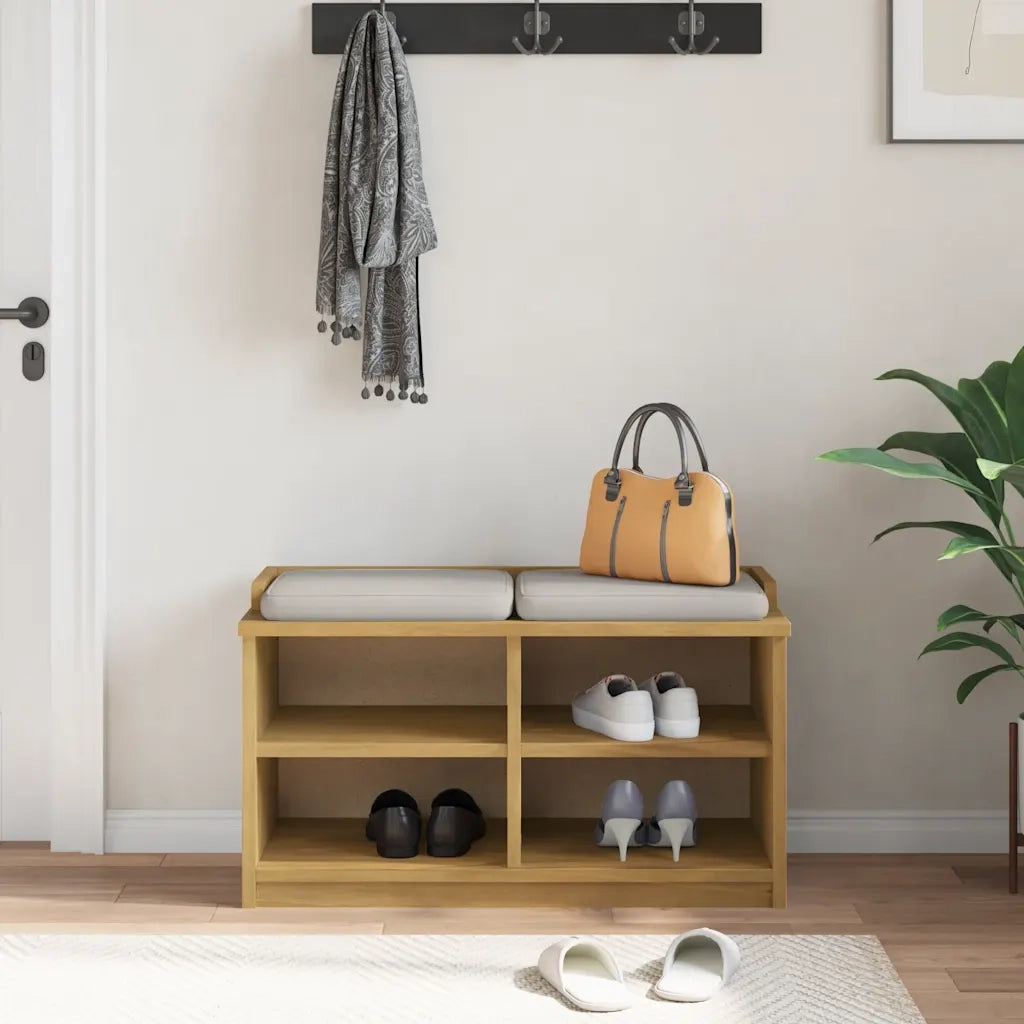 Panca da Corridoio-Sgabello-Panca con Contenitore SANDNES 87x40x50 cm Legno Massello di Pino 949528