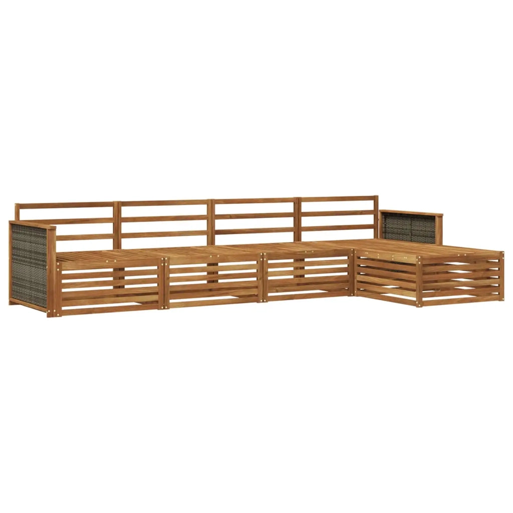 Set di divani da esterno 5 pz Naturale Legno di Acacia Massello 3383227