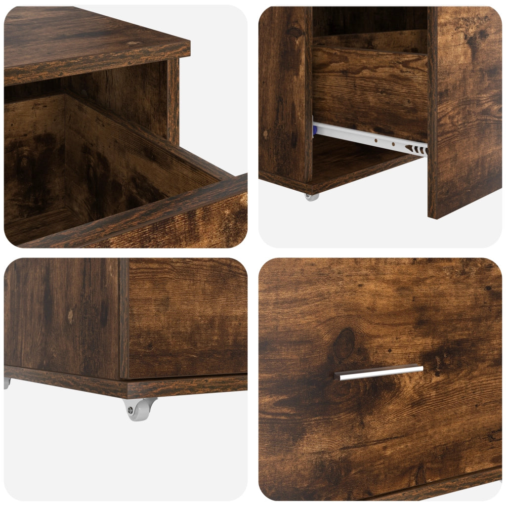 Mobile da Cassetto Rovere Affumicato MDF con Impiallacciatura