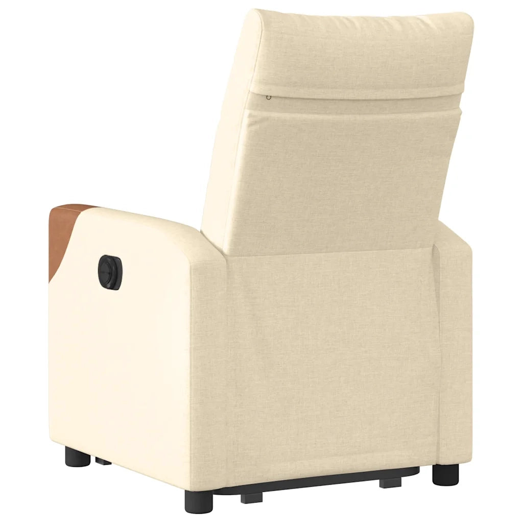 Poltrona | Sedia Relax Alzapersona Reclinabile Crema in Tessuto