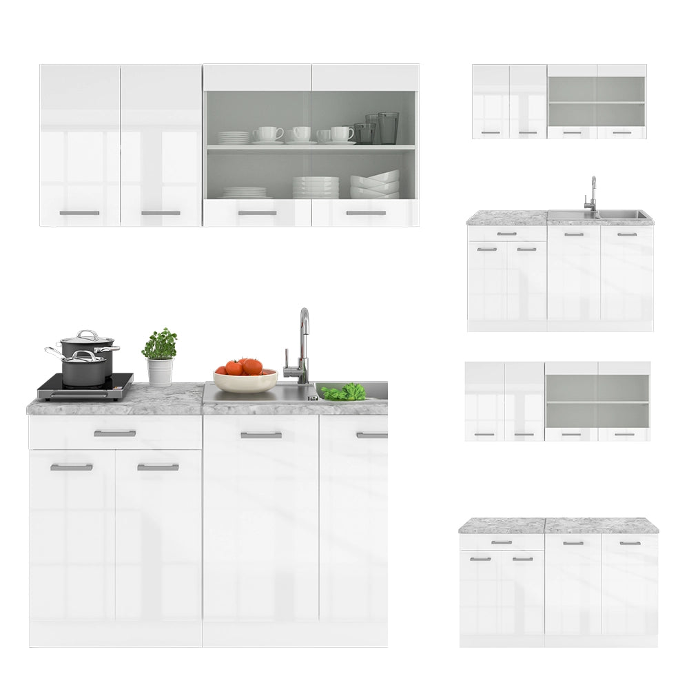 Vicco Cucina monoblocco Bianco lucido/bianco 140 cm , PL Antracite