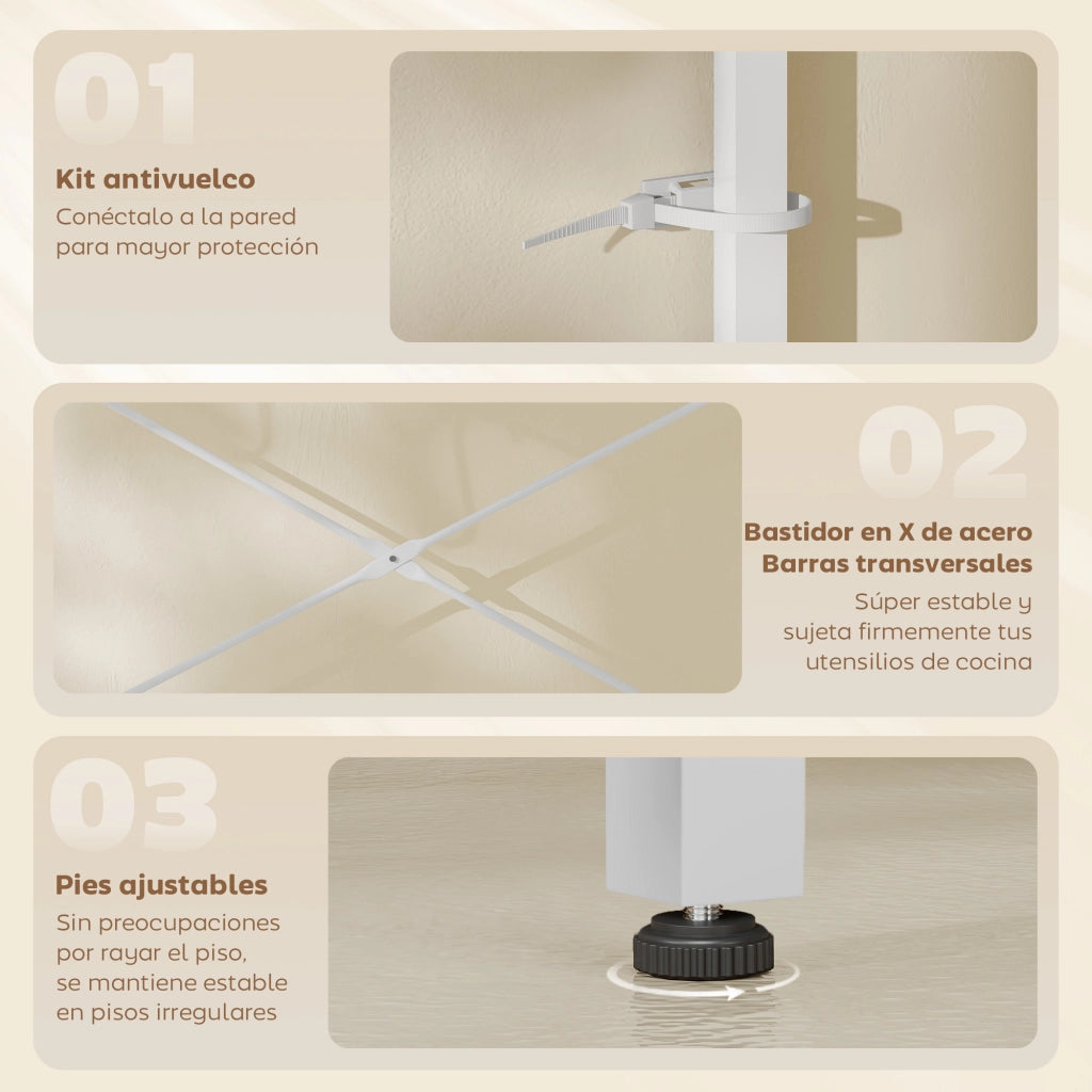 Scaffale da Cucina con Prese Elettriche ¨C zephmum ¨C Bianco 60x42x137 cm