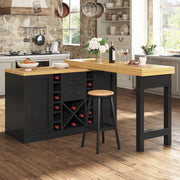 ISOLA DA CUCINA Girevole 120-223 cm in MDF e Metallo Nero