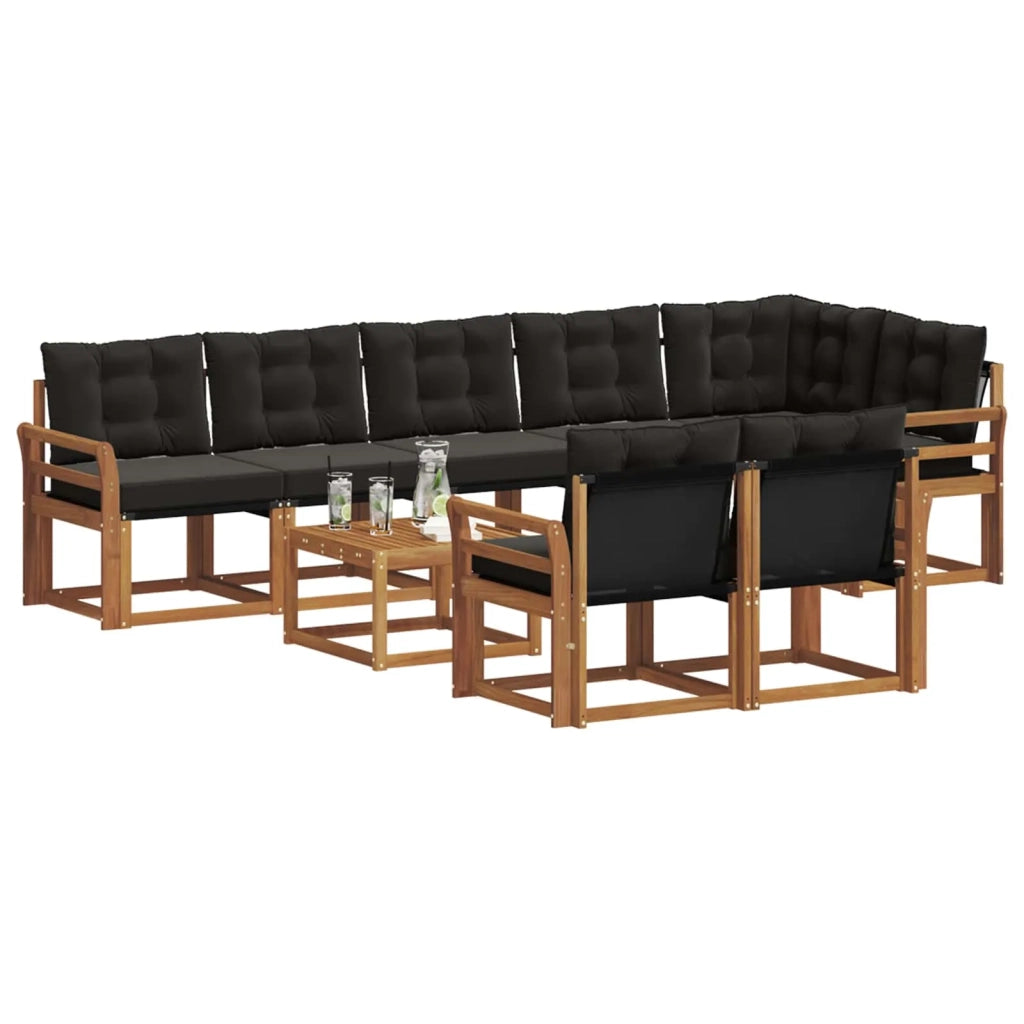 Set di divani da esterno con cuscino 9 pcs Naturale e Nero 3368811