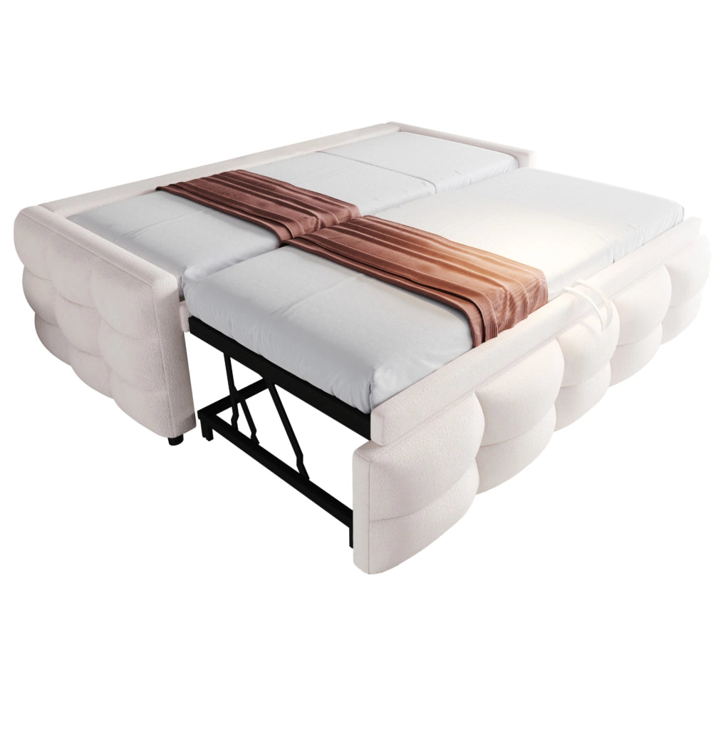 Letto imbottito 90/180x190 cm salvaspazio in teddy beige