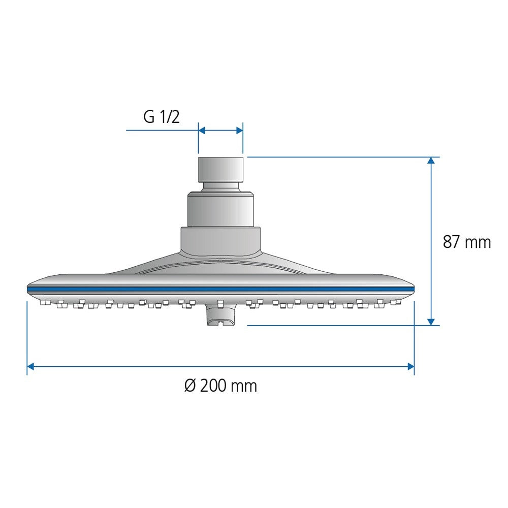 Soffione niagara 2 funzioni ovale con getto a cascata cromato