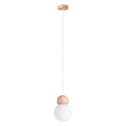 Lampada sospensione Kalevi vetro bianco legno G9 Pure Lume