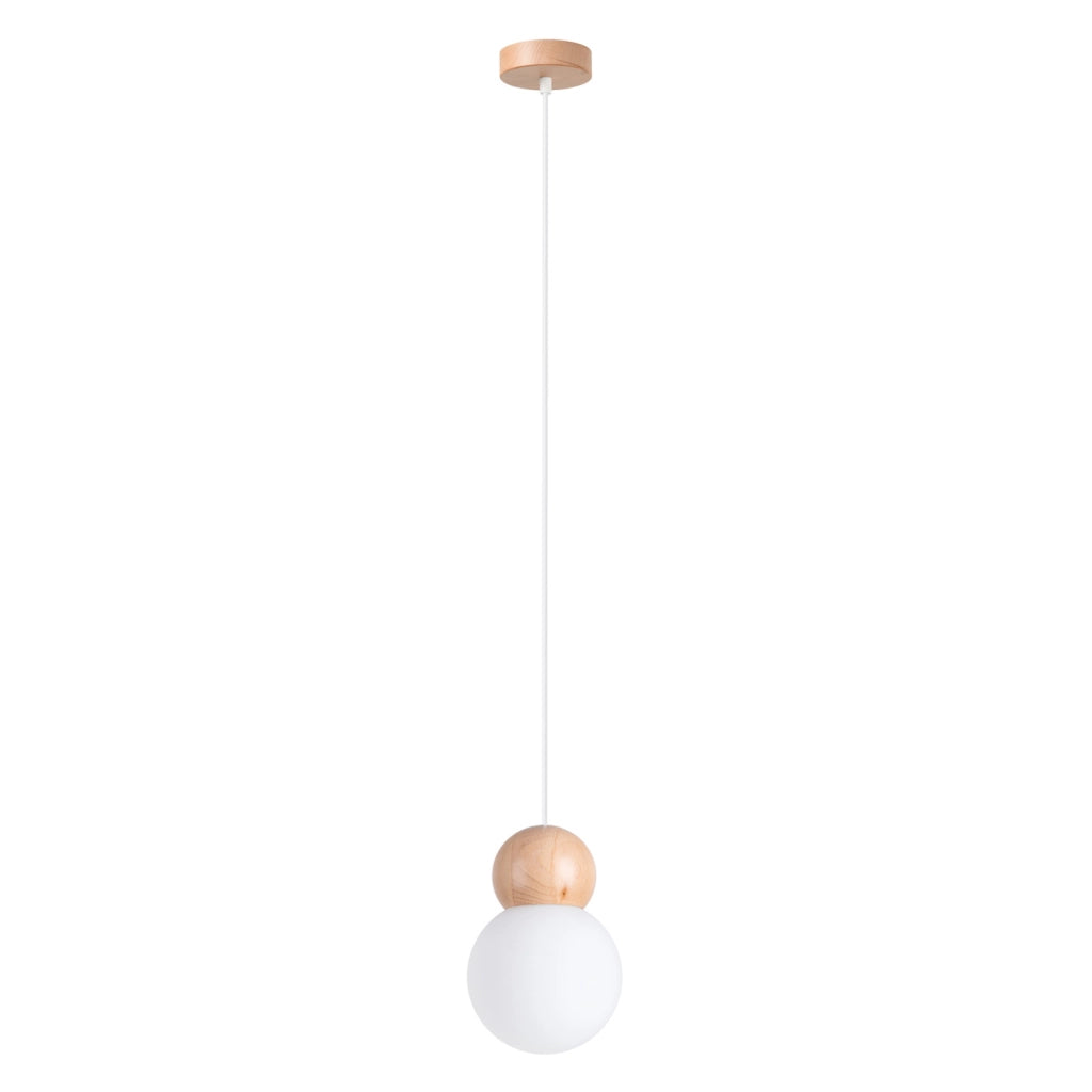 Lampada sospensione Kalevi vetro bianco legno G9 Pure Lume