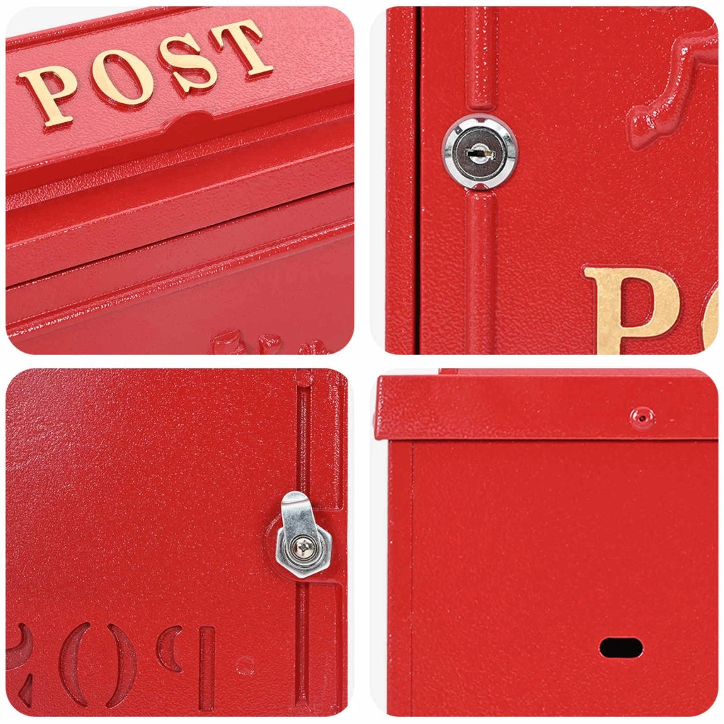 Cassetta Postale da Muro con porta Rosso 29 x 13 x 41 cm 42023498