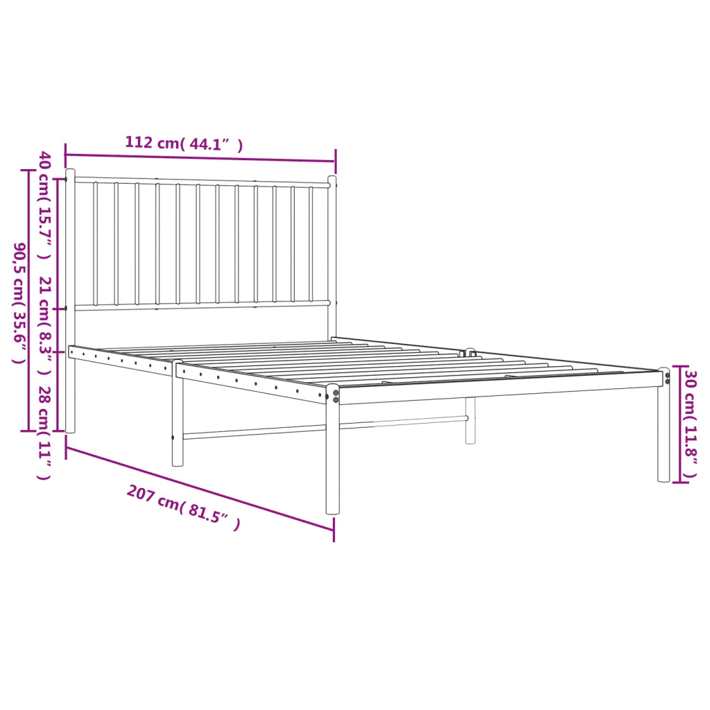 Giroletto con Testiera in Metallo Nero 107x203 cm 350860