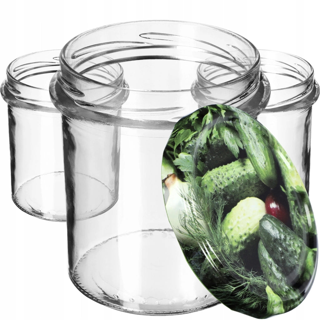 KADAX Avila barattoli di vetro 350ml 10pz 82mm + coperchi "Cetrioli"