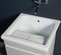 Mobile Lavatoio in Ceramica 2 Ante e Strofinatoio Integrato 60x60x86A cm Olmo Scuro