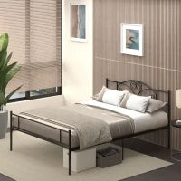 Struttura Letto Matrimoniale in Acciaio con Doghe Integrate, Testiera e Pediera, 160x200cm
