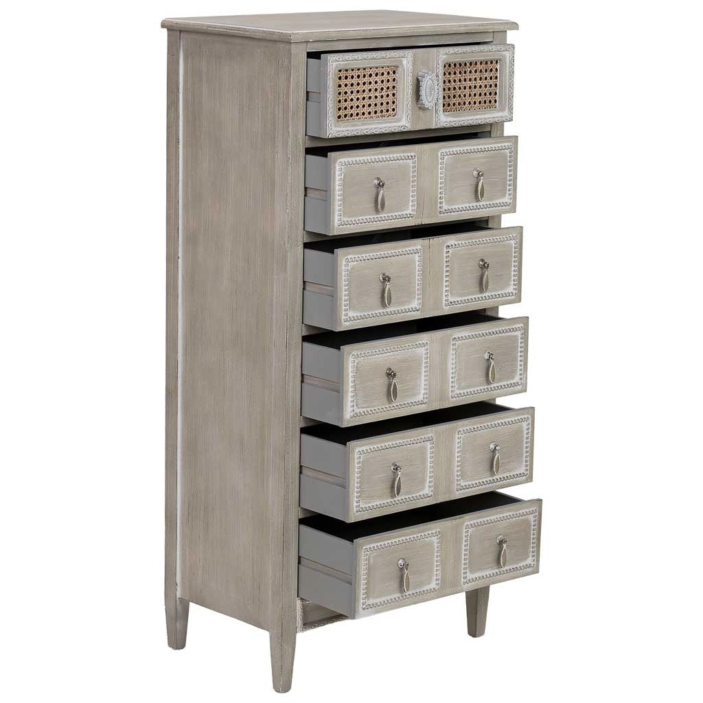 Cassettiera in legno verde 56x36x119h cm