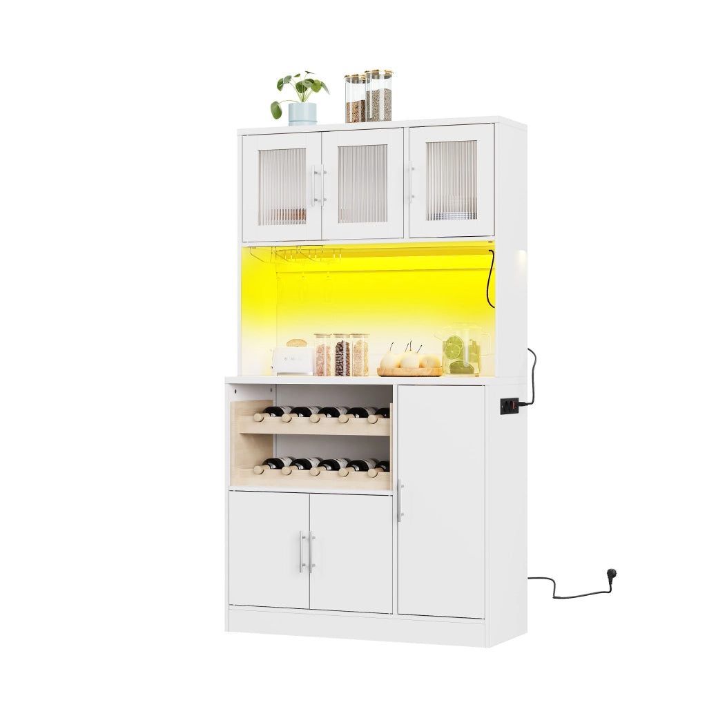 Dispensa Cucina con LED RGB e Portabottiglie ¨C MINIMAL ¨C Bianco, 100x40x180 cm