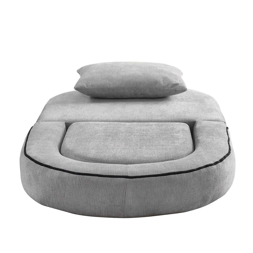 DIVANO MODULARE SEZIONALE, stile minimal, grigio chiaro, in ciniglia