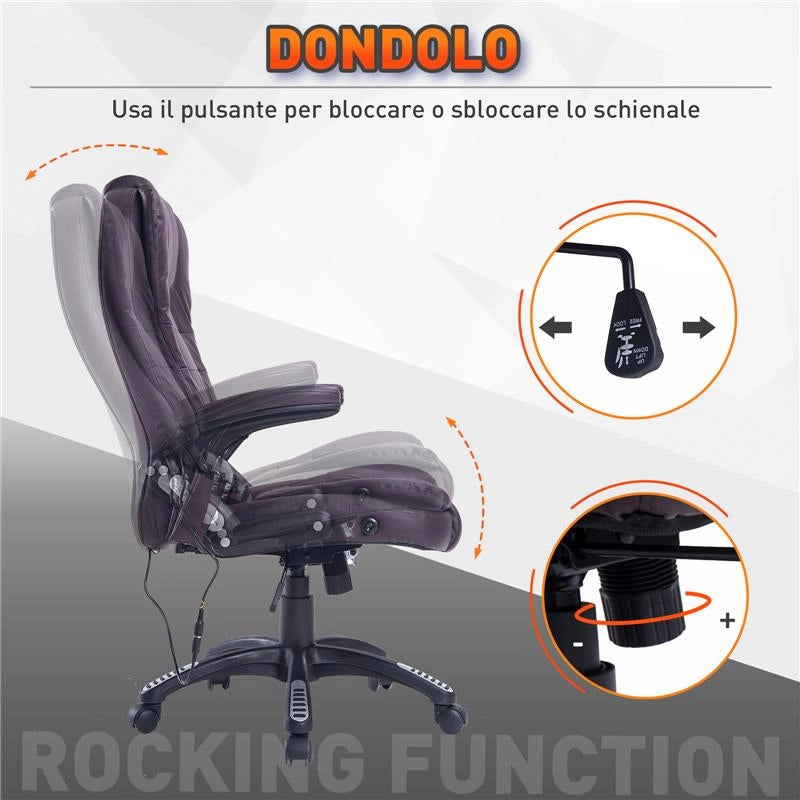 POLTRONA SEDIA MASSAGGIANTE DA UFFICIO CON RISCALDAMENTO 62 X 68 X111-121 CM