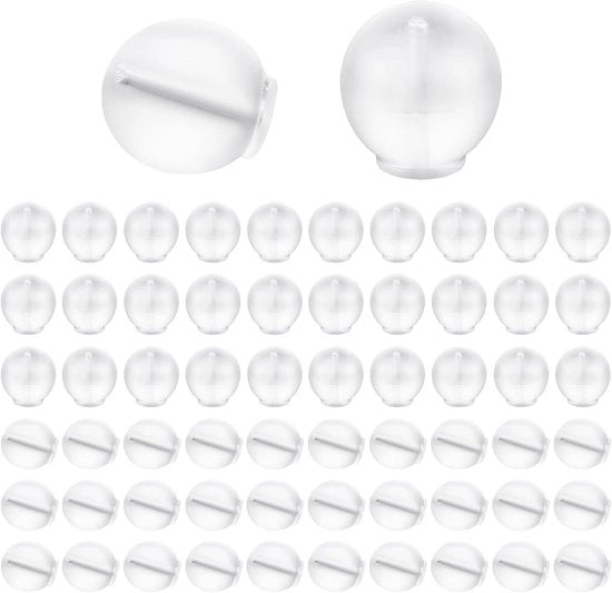 150 pezzi di stopper orecchio trasparente in silicone anti-allergico chiusura per tutti i tipi di orecchini - bambine