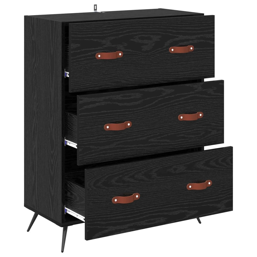 Cassettiera Rovere Nero 69,5 x 34 x 90 cm Legno ingegnerizzato