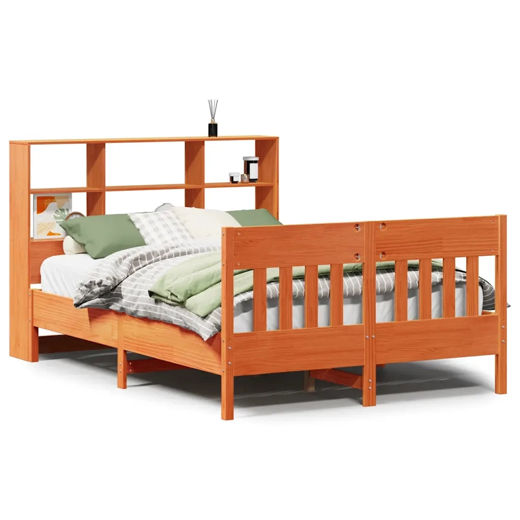 Letto senza Materasso Marrone Cera 135x190 cm in Legno di Pino 3323238